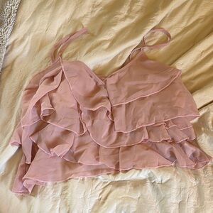Pink Ruffled Women's crop Top
